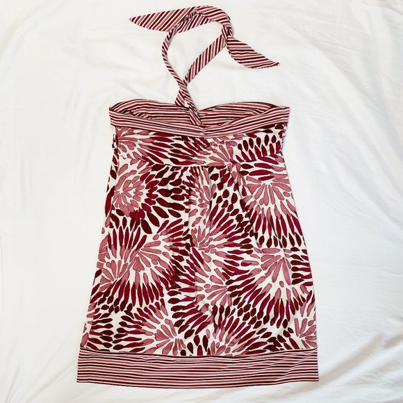 Raspberry/White short halter dress - Picture 3 of 5